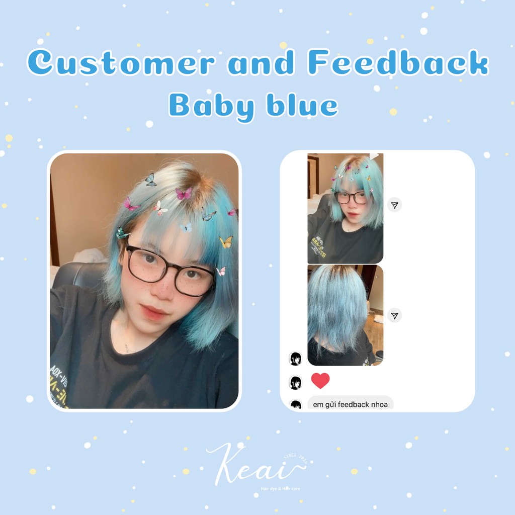 Thuốc nhuộm tóc tại nhà Baby Blue - kèm oxi - cần sử dụng tẩy - Keai Hair Dye