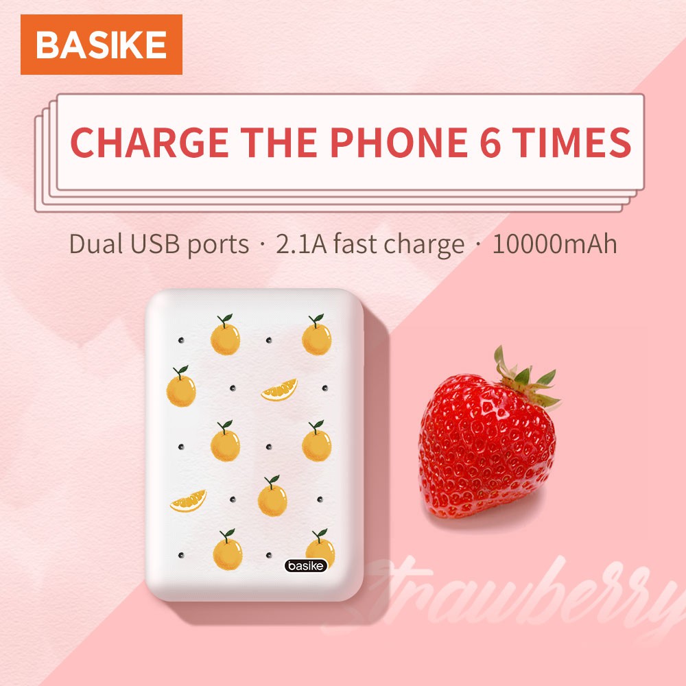 Sạc Dự Phòng 10000mAh BASIKE PT605 5V/2.1A hỗ trợ sạc nhanh thông minh - Bảo hành 12 tháng