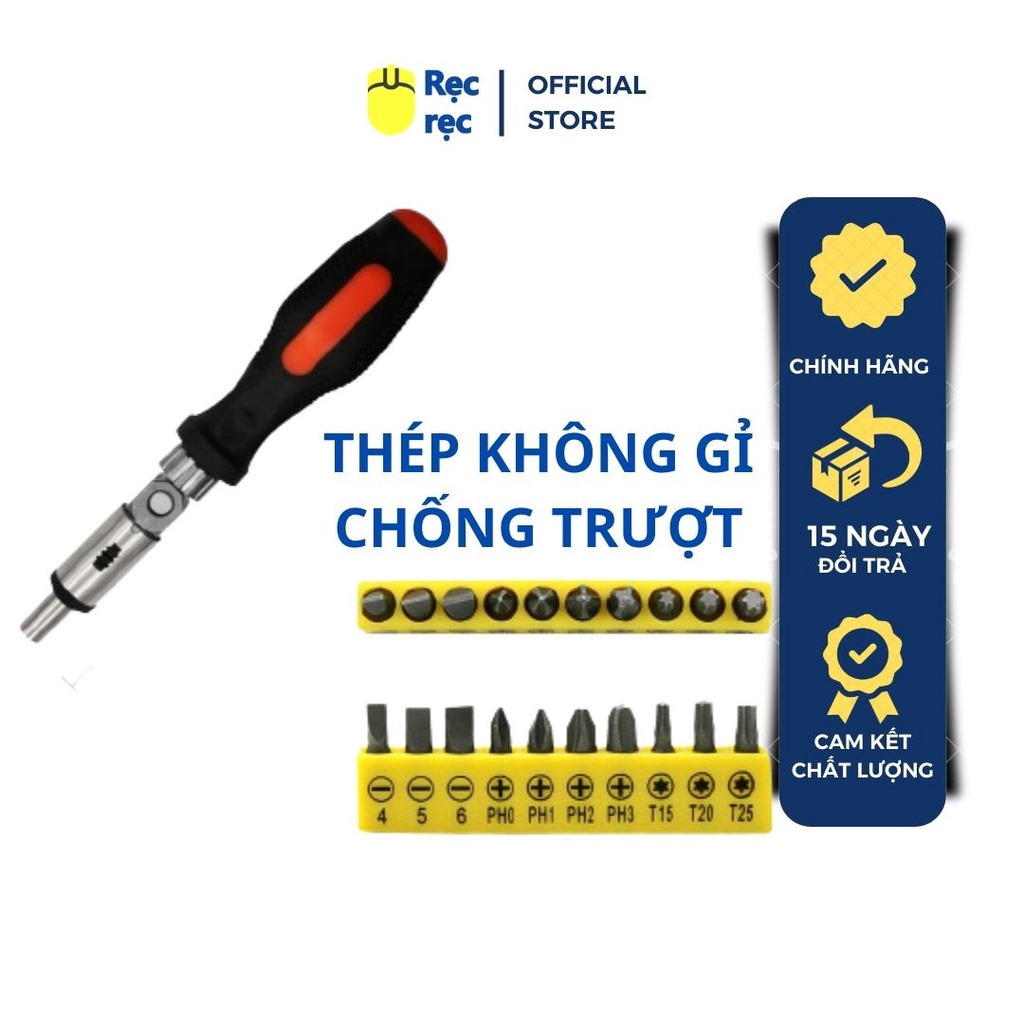 Bộ tua vít 11 món đa năng vật liệu thép CRV, 2 chế độ lock xoay trái, phải, khả năng xoay 180 độ