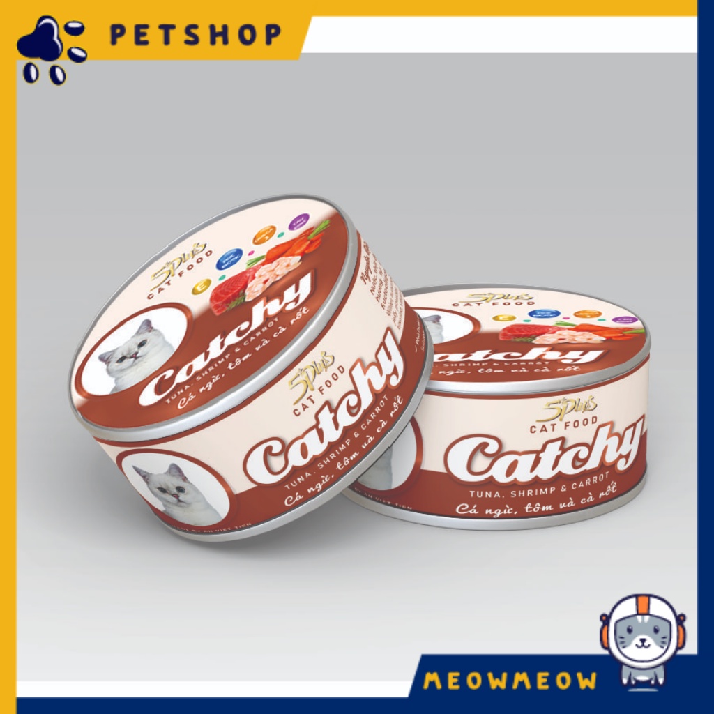 Pate cho mèo 5Plus Catchy | Lon 160gr | Pate dinh dưỡng dành cho mèo dạng thạch.