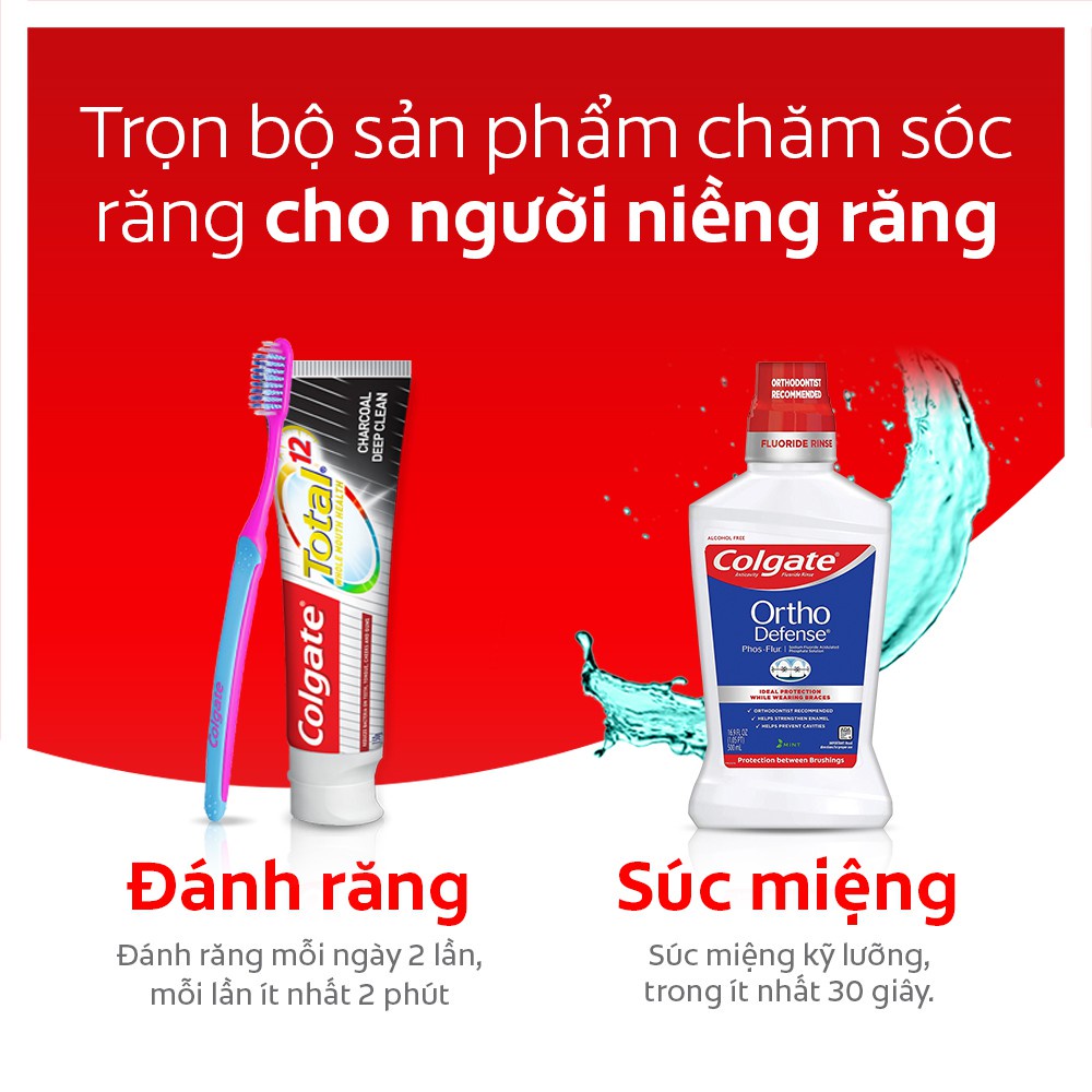 [HB gift]  Nước súc miệng Colgate Ortho với công thức chuyên biệt cho người niềng răng 500ml