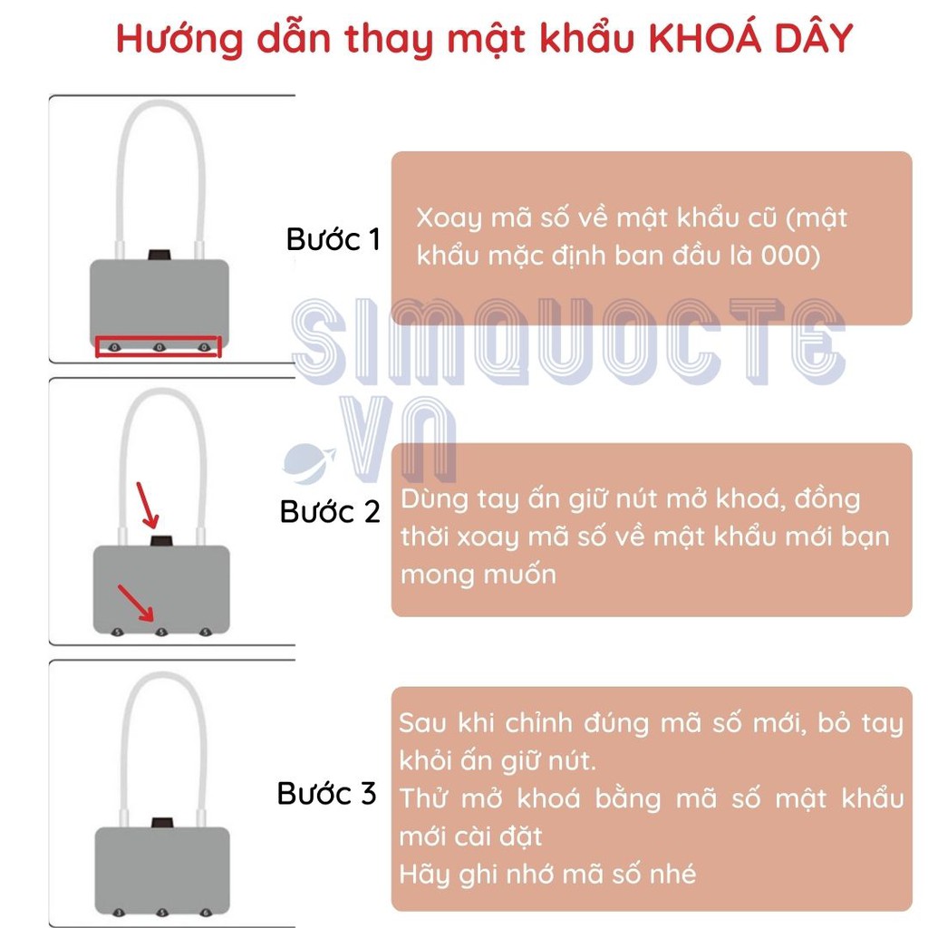 Ổ khoá số vali mini 3 số cao cấp bảo vệ hành lý nhiều kích cỡ