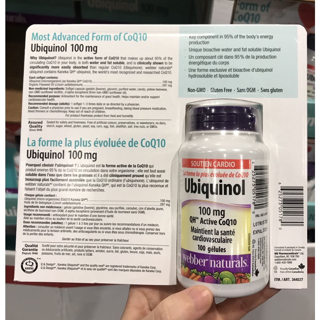 Viên uống bổ tim Ubiquinol 100mg QH active CoQ10 100 viên; HSD T4/2025