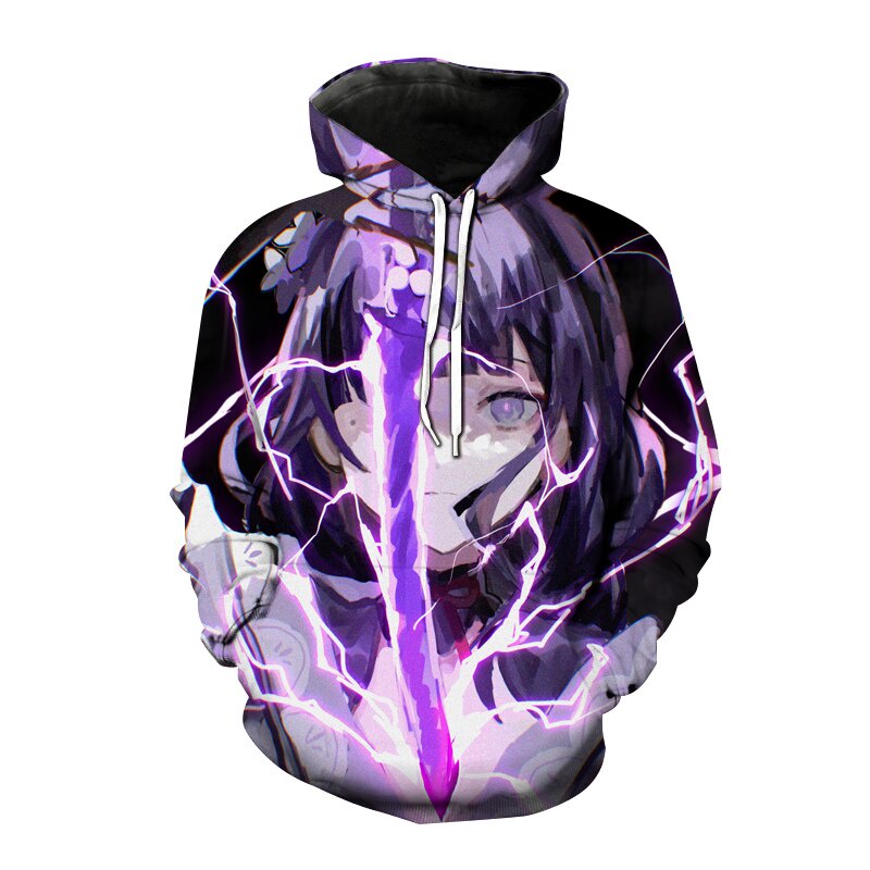 Áo Hoodie In Họa Tiết Anime Genshin Va Chạm Raiden Shogun 3D Thời Trang Harajuku Đường Phố Cho Nam Và Nữ