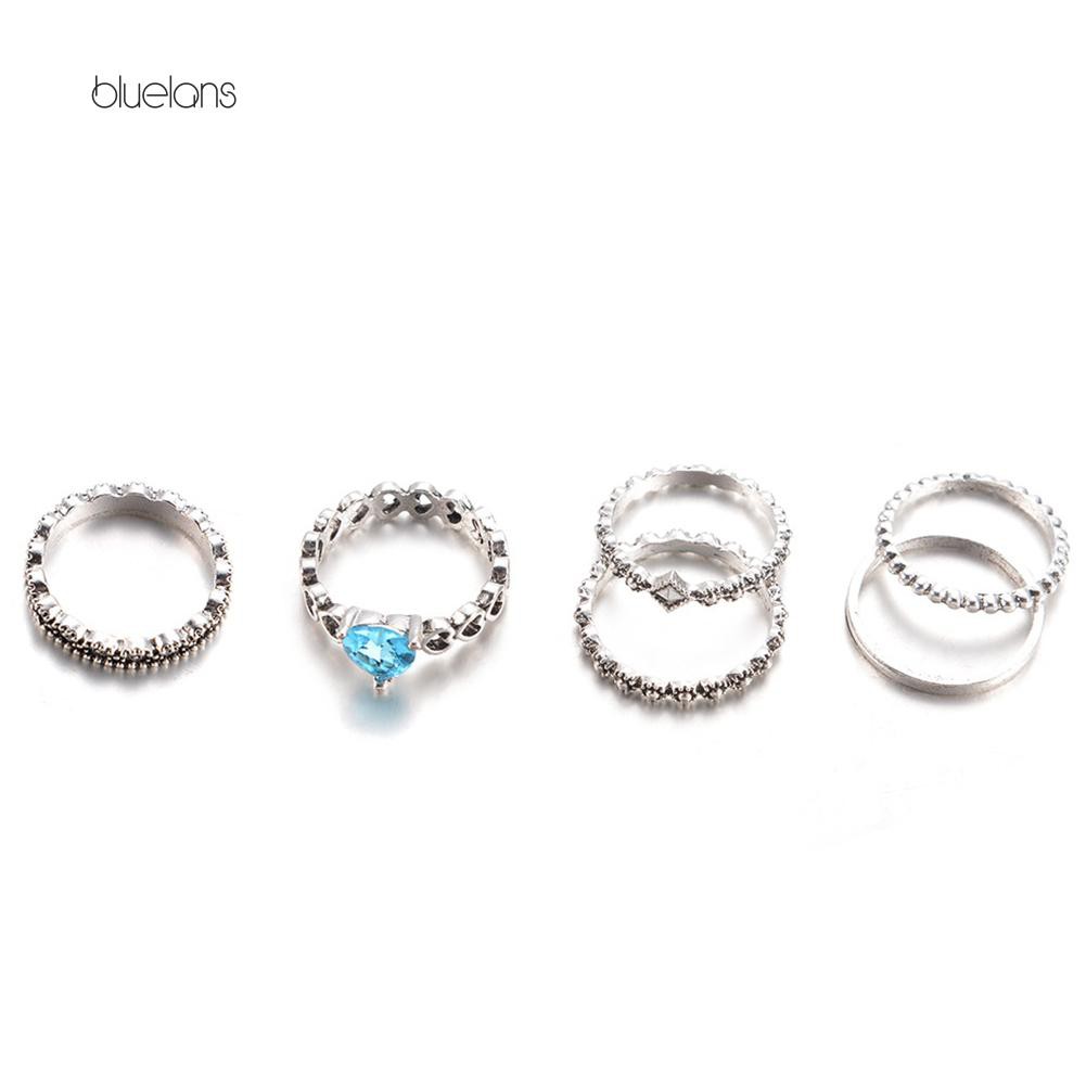 Set 6 Nhẫn Đeo Đốt Ngón Tay Nhiều Kiểu Phối Đá Nhân Tạo Đẹp Mắt Cho Nữ