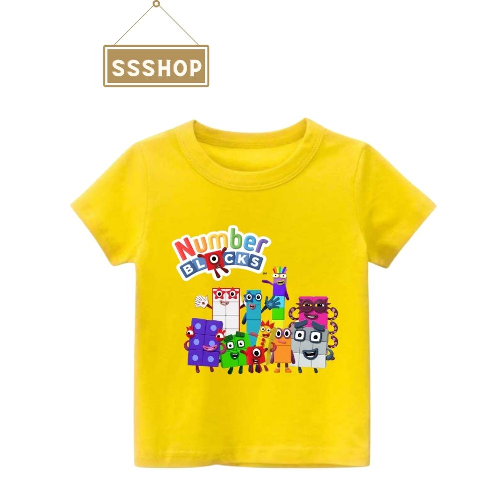 Áo thun cho bé trai bé gái in hình hoạt hình Number Blocks, Chất liệu vải cotton mềm mịn hình in không bong tróc SSSHOP