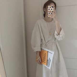 (ORDER) Váy dáng dài mùa thu kẻ sọc Style Hàn Quốc nhẹ nhàng 2019