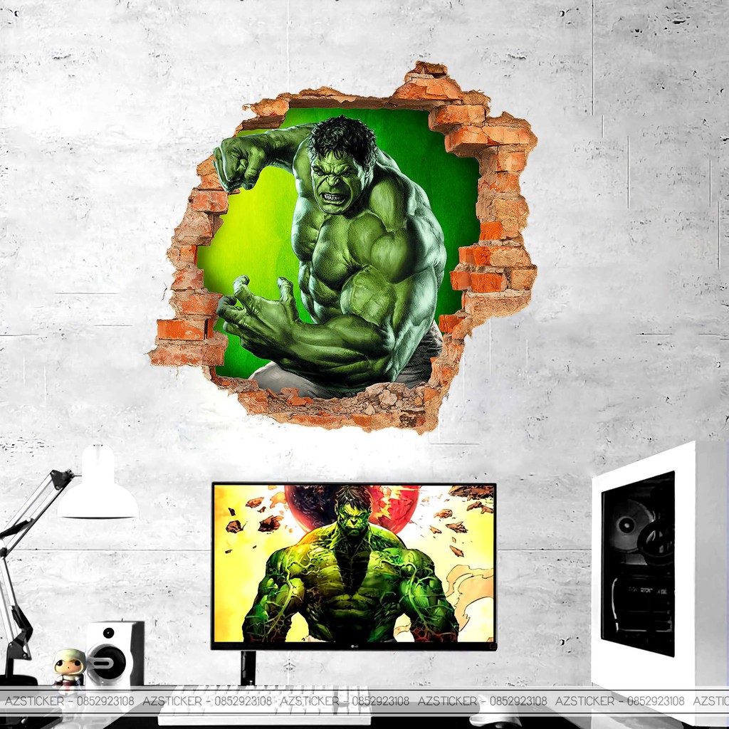 Hình Dán 3D Chống Thấm Nước , Chống Bay Màu Trang Trí Nhà Cửa , Quán Ăn | Hình Dán HULK Xanh