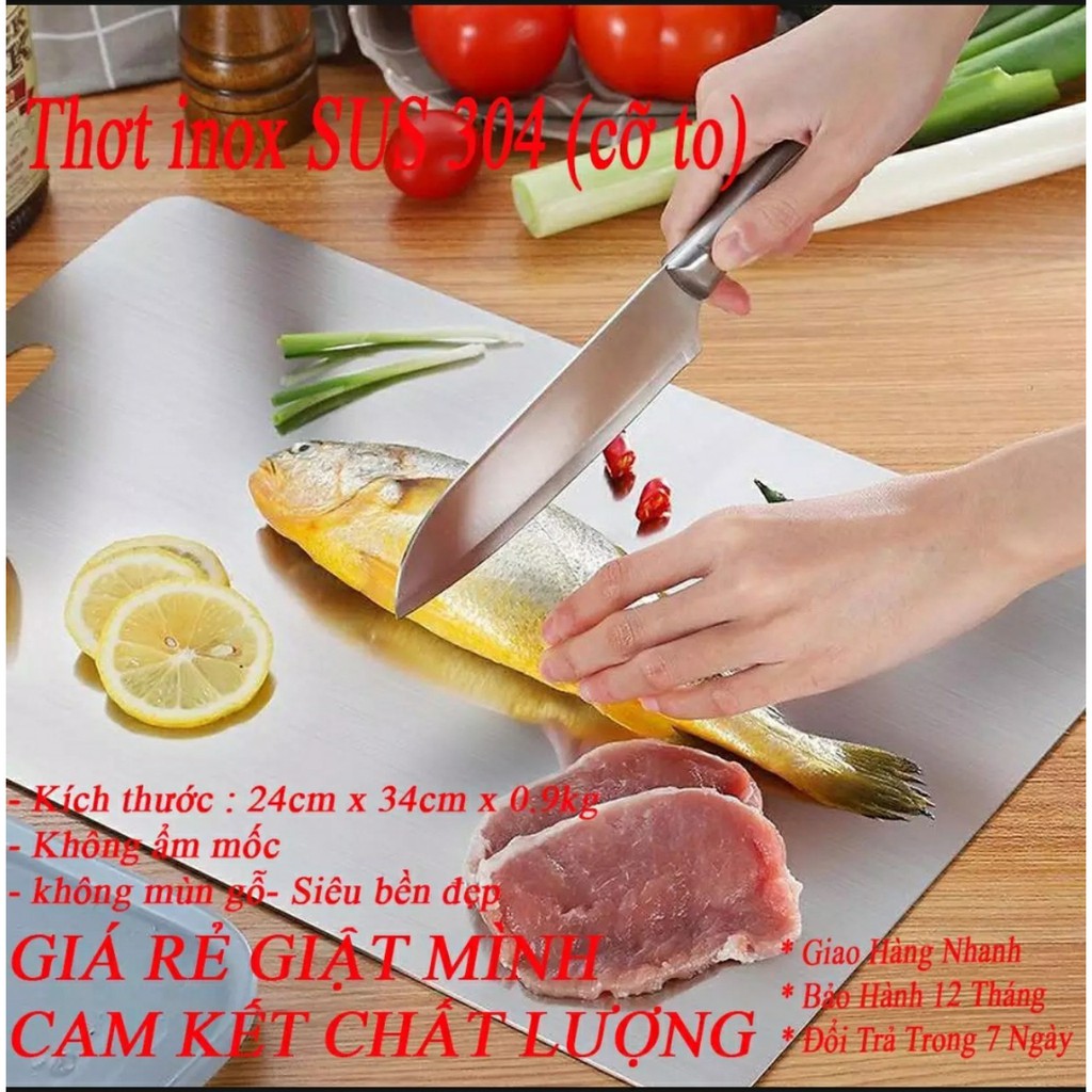 [FREESHIP] Thớt Inox 304 Kháng Khuẩn Cường Lực - Vệ Sinh Dễ Dàng - Chống Ẩm Mốc - Không Xước Dăm - Không Mùn Gỗ