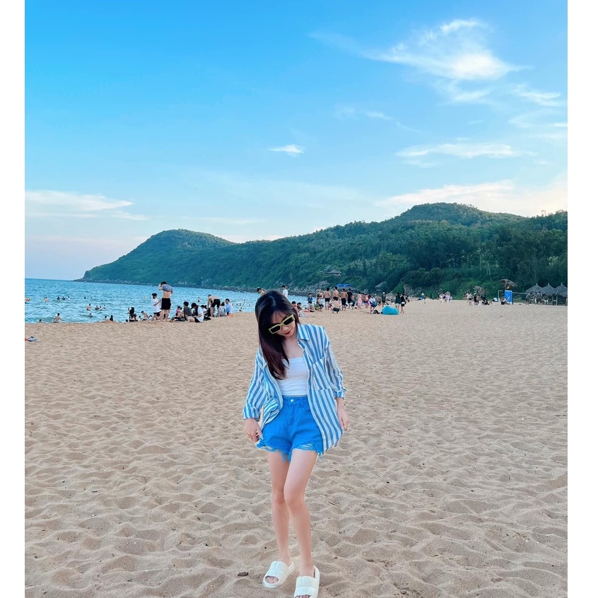 Áo sơ mi kẻ sọc nữ phong cách Hàn Quốc, Áo sơ mi nữ kẻ sọc from rộng