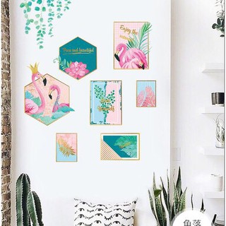 Combo 2 bức decal dán tường mẫu hồng hạc