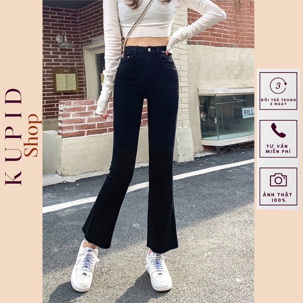 Quần jean nữ ống loe màu trơn lưng cao sang chảnh kiểu dáng Hàn Quốc FREESHIP QÙA TẶNG 0Đ JN01