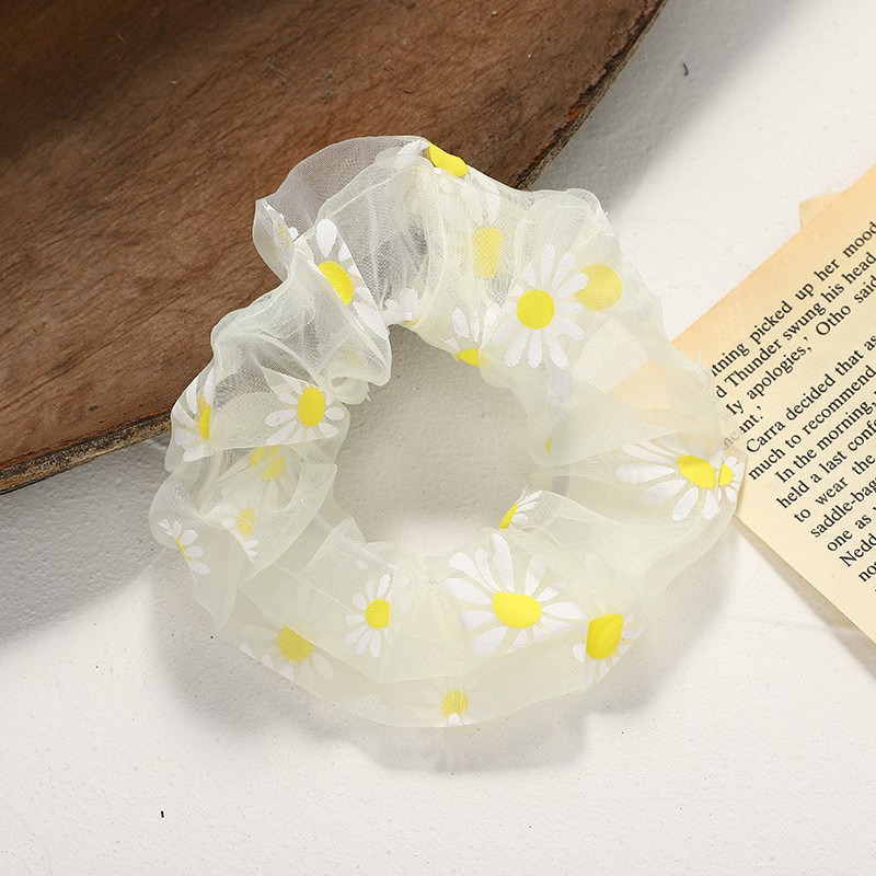 Buộc tóc vải Scrunchies Hoa Cúc In CT68
