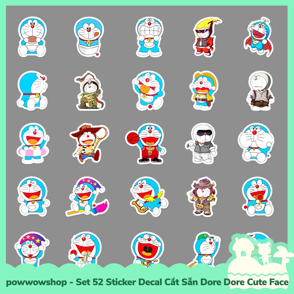 [Sẵn VN - Hỏa Tốc] Set 52 Sticker Mini Decal Dán Trang Trí Vật Dụng Mẫu Anime Manga Dore Dore