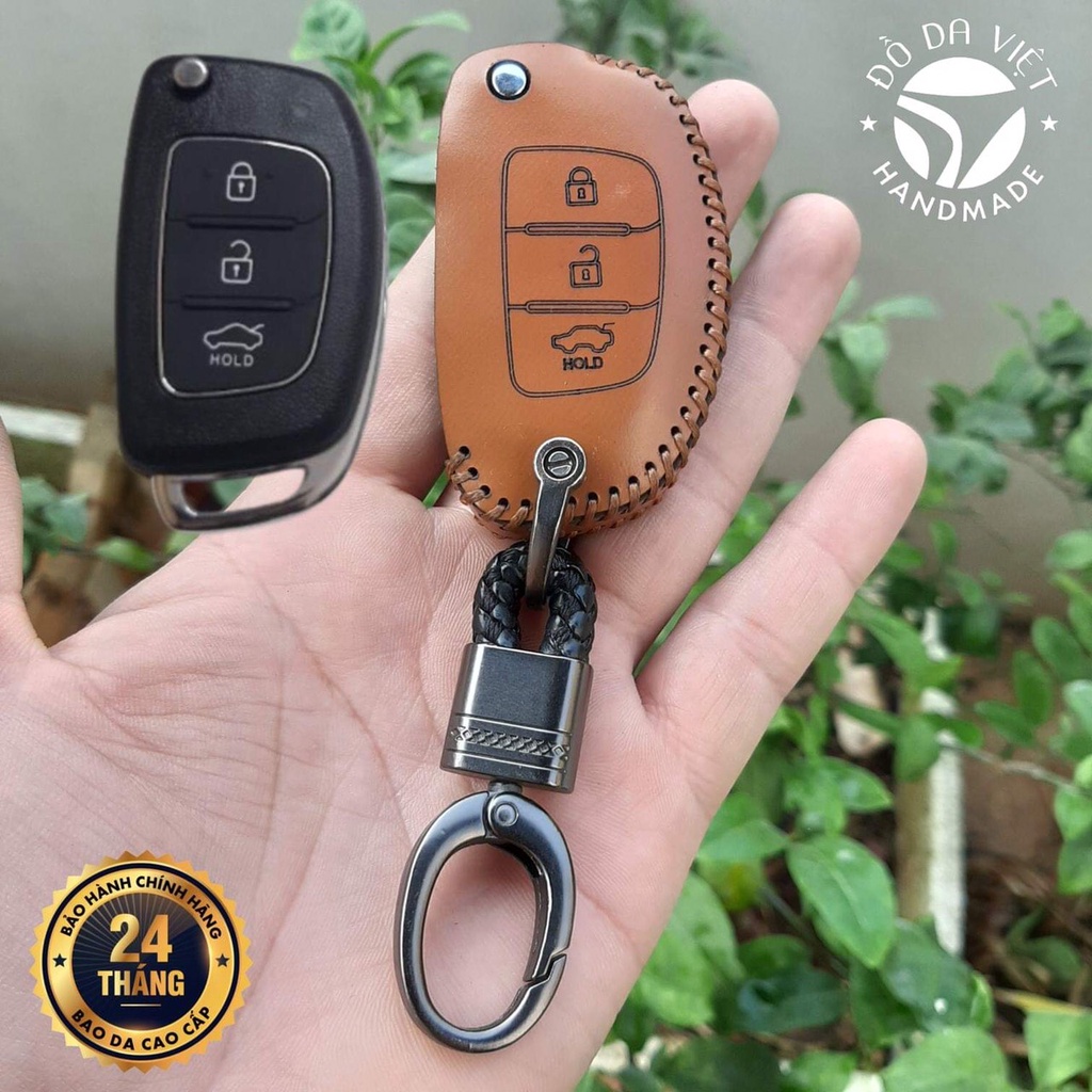 Bao da chìa khoá hyundai I10 bản thiếu, accent, solati chìa điện gập. Bảo hành 2 năm, da thật 100%