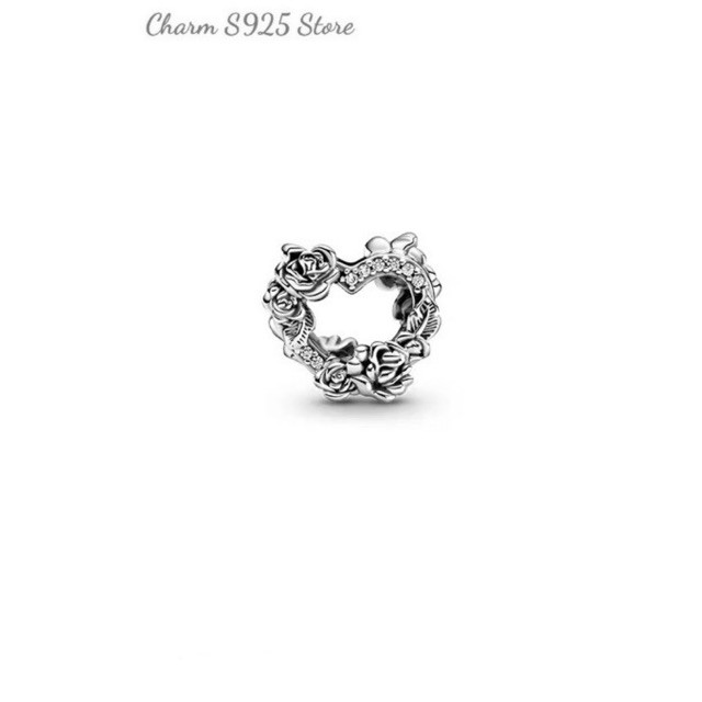 charm pan kết hoa hồng tim bạc s925 bộ sưu tập hè 2021