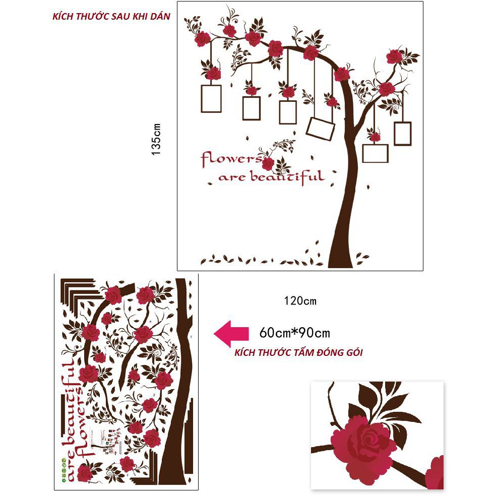 Decal dán tường ⚡ FREESHIP ⚡ Cây treo ảnh 10 - MSP: DCX045