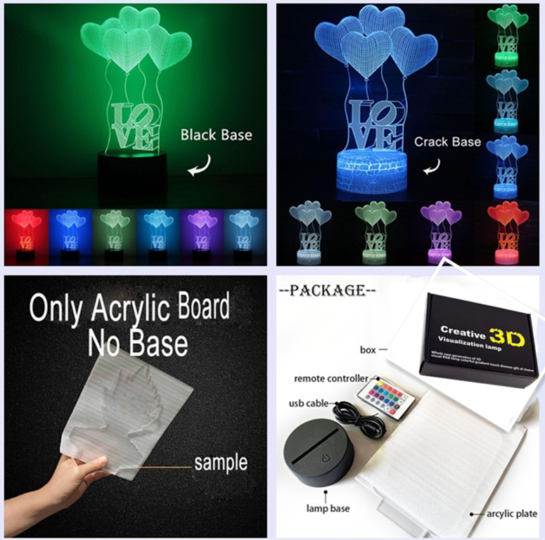 Mới Đèn Ngủ Led 3d Hình Mặt Trăng / Trái Tim Bằng Acrylic Lãng Mạn Làm Quà Tặng Valentine