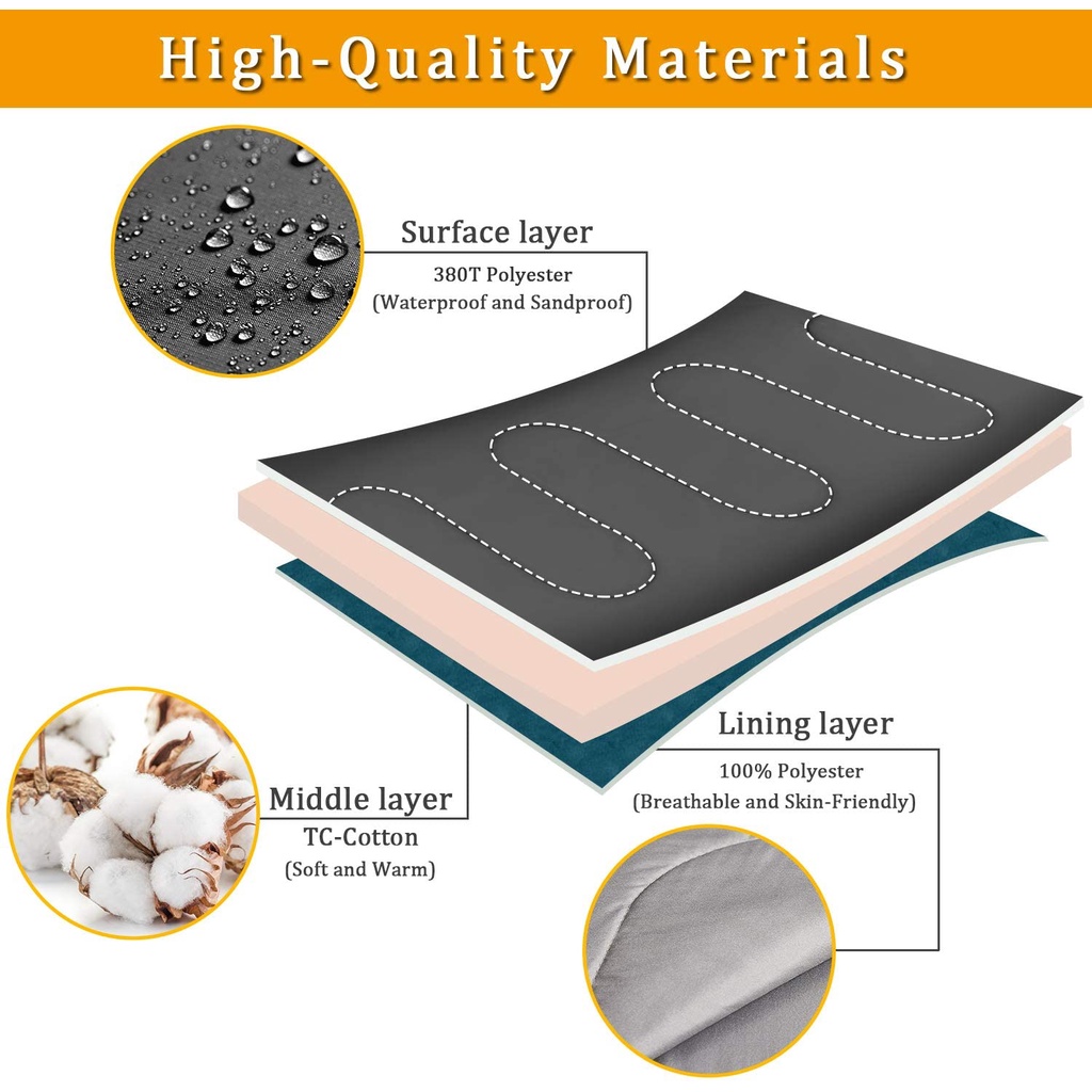 Túi ngủ dạng nén bằng nylon chống thấm nước thiết kế dây rút mang đi du lịch/cắm trại