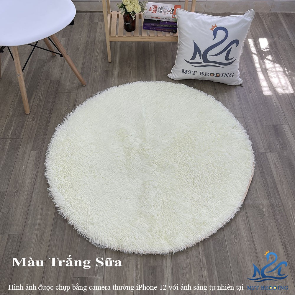 Thảm lông trải sàn M2T Bedding mềm mượt thảm tròn màu loang decor trang trí phòng đường kính 1met