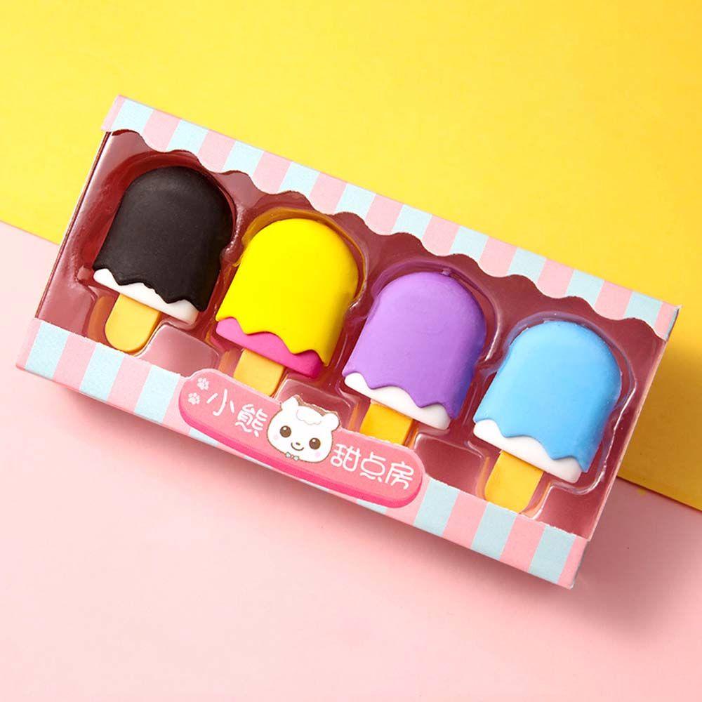Bộ 4 Cục Tẩy Hình Cây Kem / Kẹo Mút / Bánh Donut Độc Đáo Tiện Dụng Cho Học Sinh