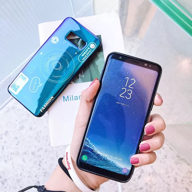 Ốp lưng hình camera cho Samsung Galaxy A71 A51 A11 S20 Plus Ultra J4 J6 Plus J4+ J6+ A7 A8 A6 S9 S10 Plus 2018 Note 10 Plus kèm giá đỡ + Lanyard