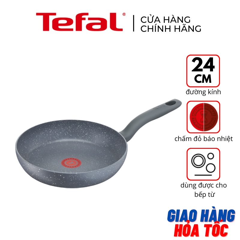 Chảo chiên vân đá 24cm chống dính đế từ Tefal Cook Healthy G1340495 - Hàng chính hãng