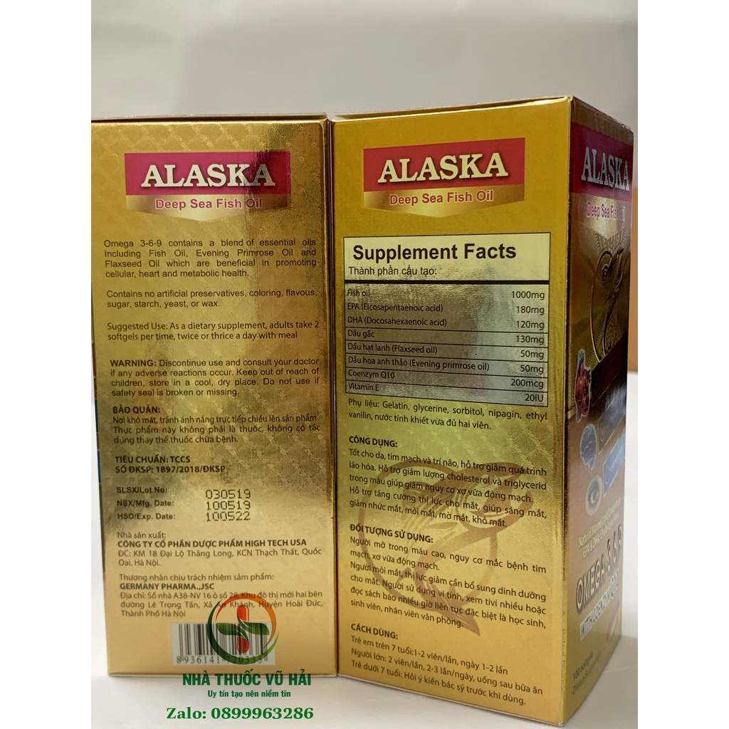 Viên dầu cá Omega369 Alaska Coenzym Q10 (lọ 100 viên)