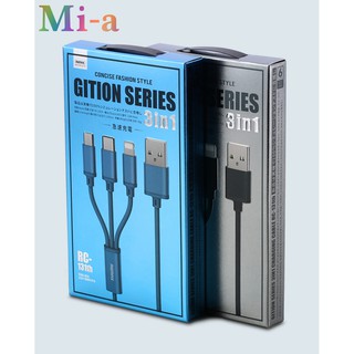 Dây Cáp sạc nhanh REMAX USB 3 đầu tốc độ 2.8 A chuẩn iphone micro type C