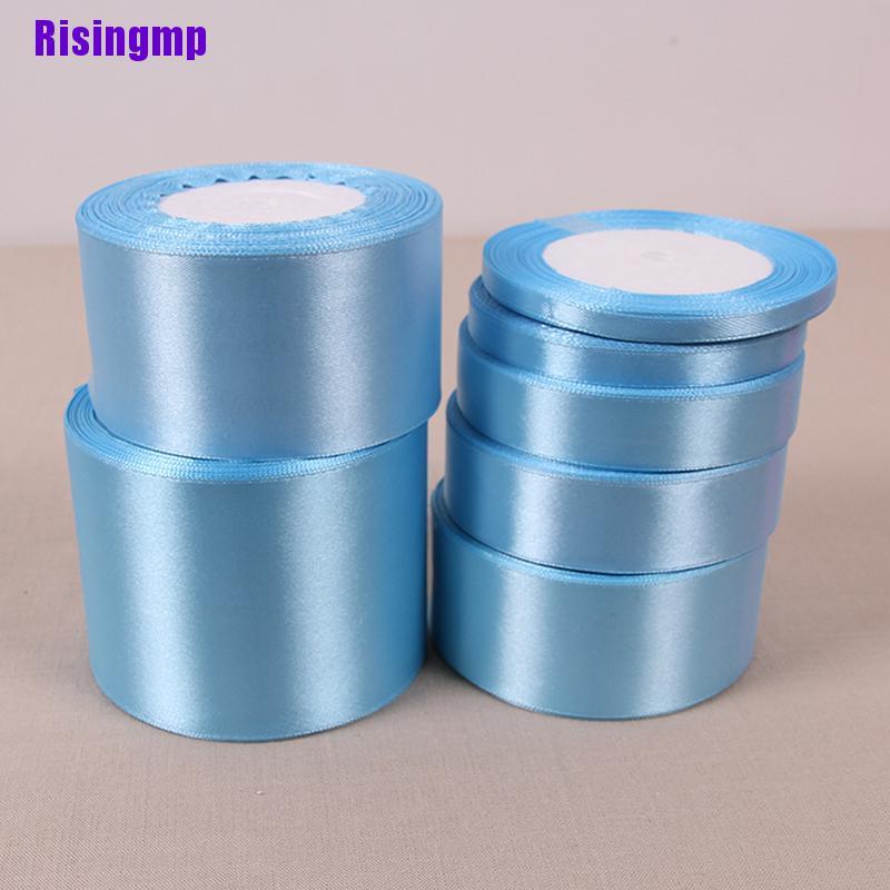 [Risingmp] Sky Blue 25 Yards Silk Satin Ribbon Wedding Party Decoration Gift Wrapping Christmas New Year Apparel Sewing Fabric Diy