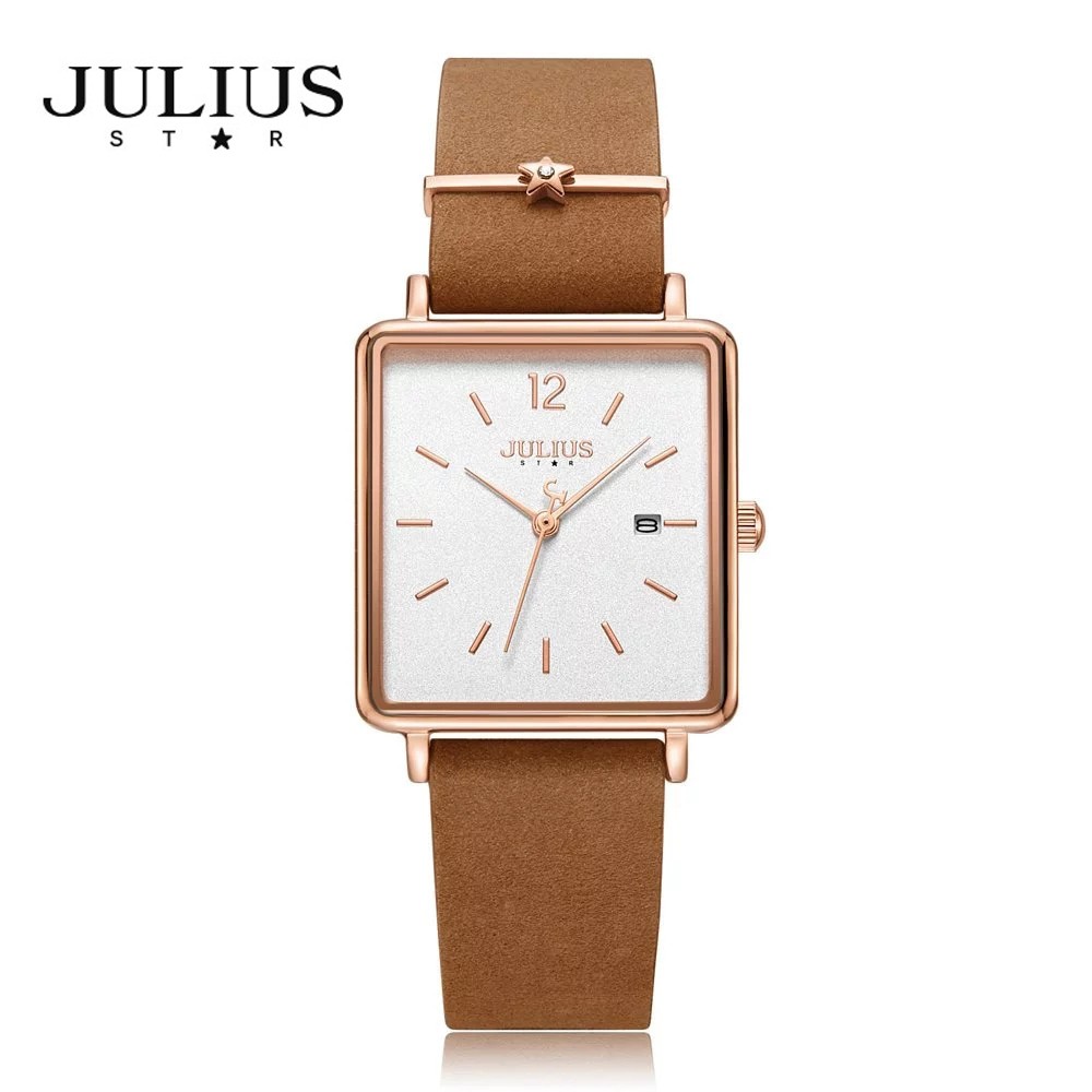 Đồng hồ nữ Julius Star JS-048 dây da mặt vuông