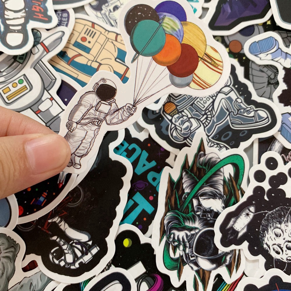 Bộ 50 Miếng Nhãn Dán Hình Nhà Du Hành Vũ Trụ Để Trang Trí Tiện Dụng