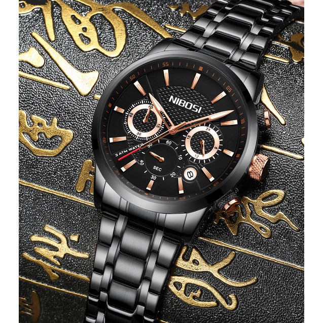 Đồng hồ nam dây thép đặc 6 kim Nibosi 2313 (fullbox)