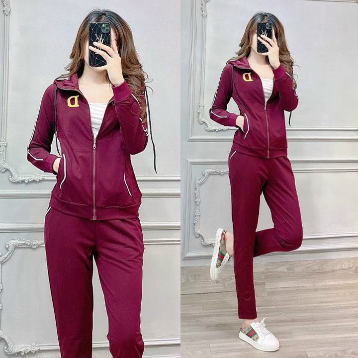 Bộ đồ thể thao áo khoác nữ thêu chữ D TT288