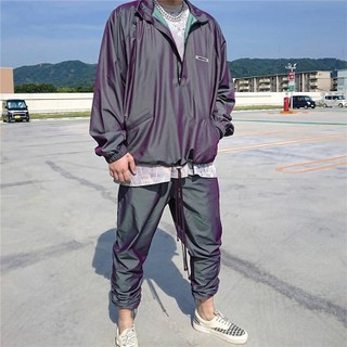 Áo khoác FEAR OF GOD ESSENTIALS bằng nylon ánh laser nhiều màu sắc phong cách đường phố