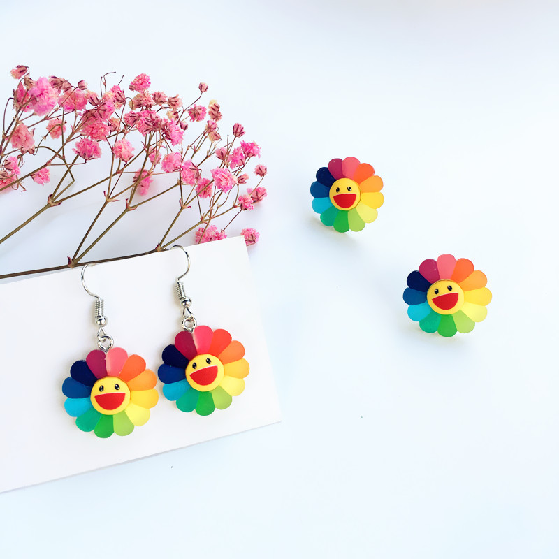 Hoa Tai Mặt Hình Hoa Hướng Dương Nhiều Màu Sắc Dễ Thương Cho Nữ