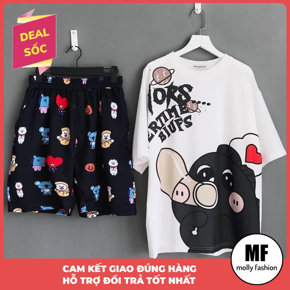 Đồ bộ hoạt hình form rộng Unisex YORS Freesize dành cho nam nữ Molly Fashion