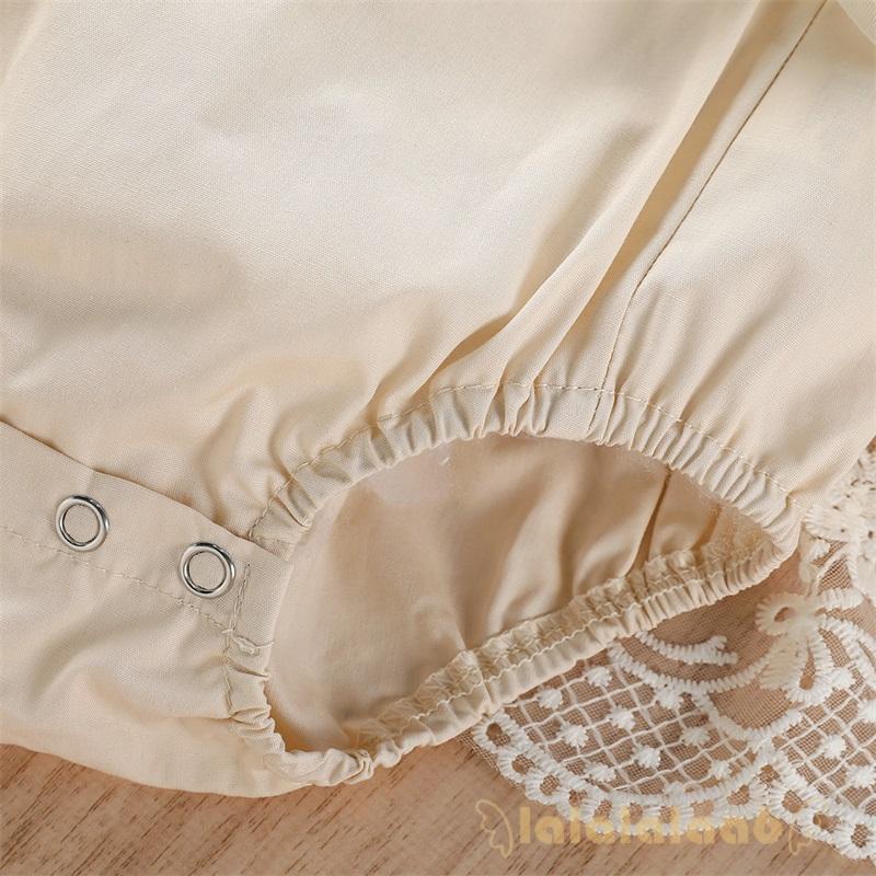 LAA6-Baby Girls Summer Romper, Plain Floral Lace Embroidery Skirt Layered Adjustable Straps Romper