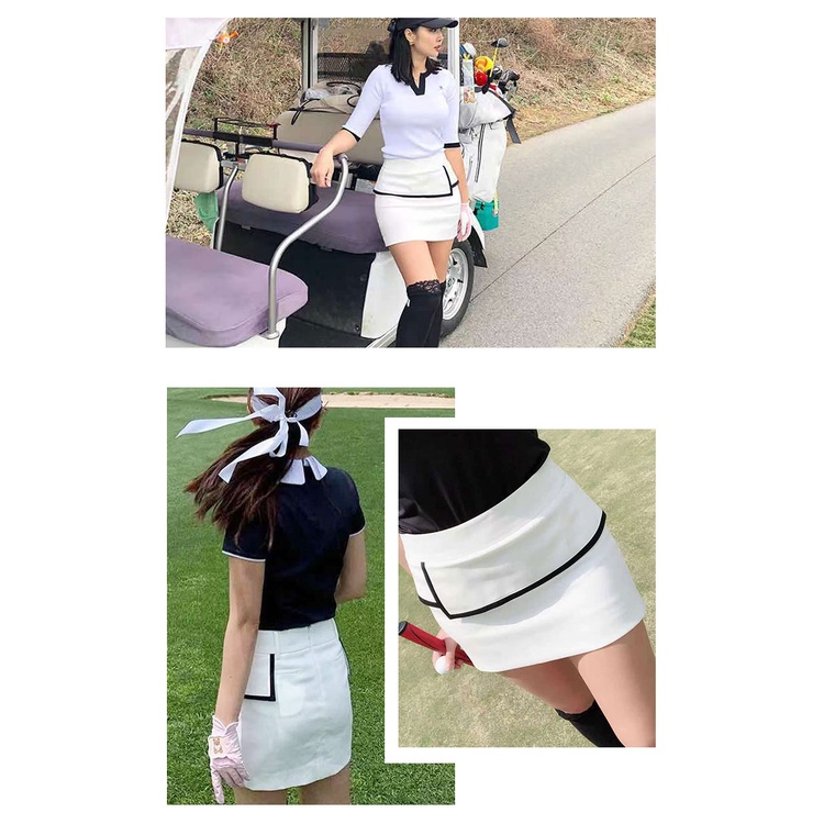 Chân váy Tennis Phối Viền vải poly có lót quần