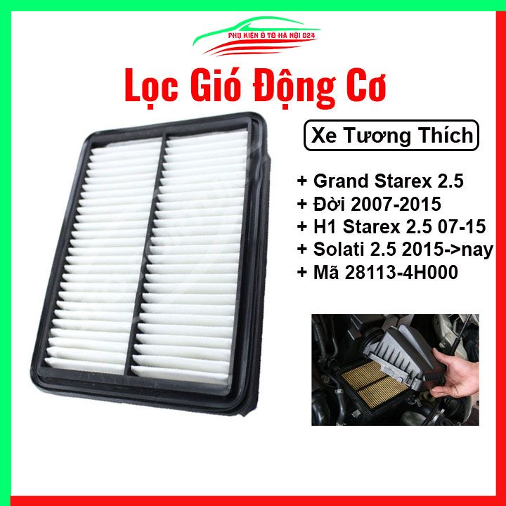 Lọc gió động cơ ô tô Hyundai Grand Starex 2.5 2007-2015, H1 Starex 2.5 2007-2015 Mã 28113-4H000