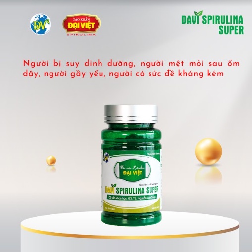 Tảo xoắn Đại Việt Davi Super Viên uống Spirulina cao cấp Giúp bổ sung Vitamin và khoáng chất DV1.1/DV2.1