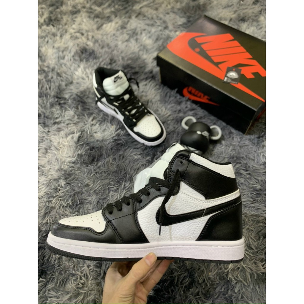 [Hot Trend - Giảm Giá] Giày Thể Thao Sneakers Nam Nữ Cổ Cao,Giày jd đen trắng cao cổ,𝐍𝐈𝐊𝐄 AIR JORDAN 1 Panda hàng ch