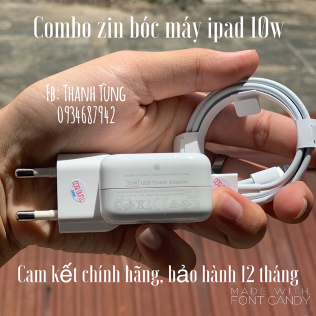 Bộ sạc Ipad 10W zin bóc máy (BH 12 tháng)