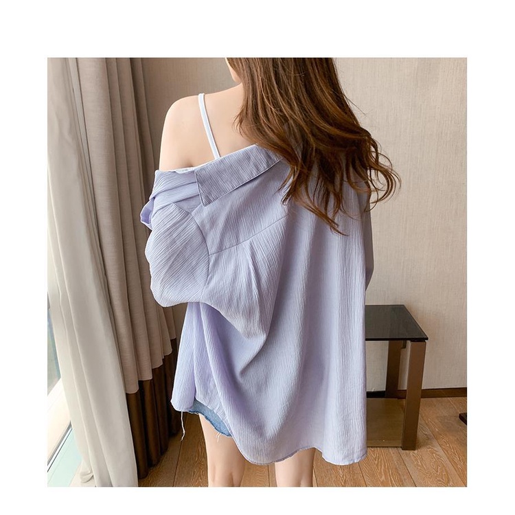 Áo Sơ Mi Vải Lụa Lạnh Mỏng Tay Dài Chống Nắng Thời Trang Mùa Hè Hàng Mới 2022