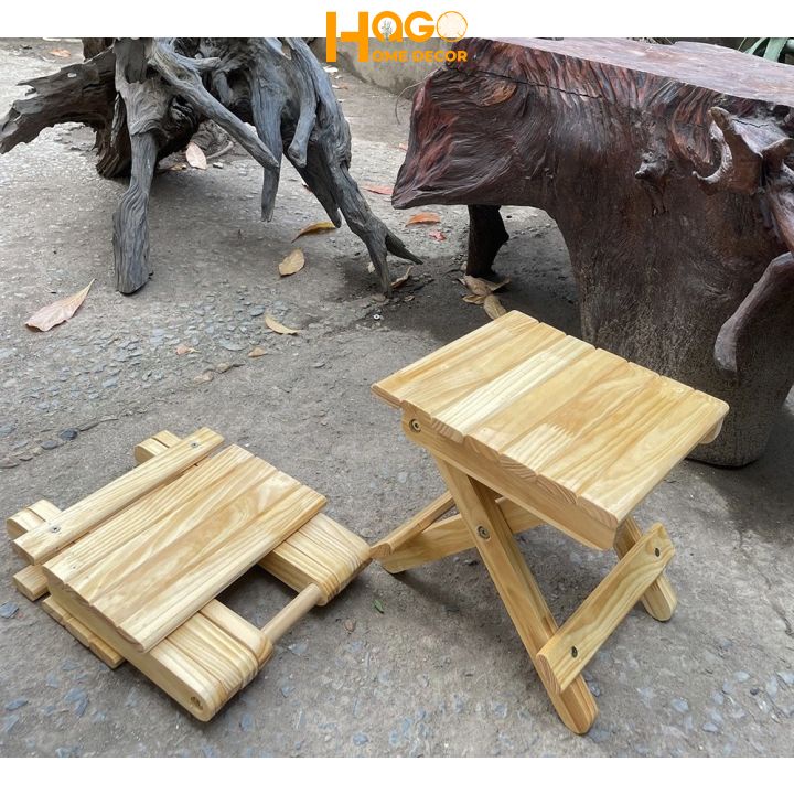 Ghế gỗ mini gấp gọn chất liệu gỗ thông cao cấp sử dụng đi picnic, dã ngoại, du lịch, cafe tiện lợi