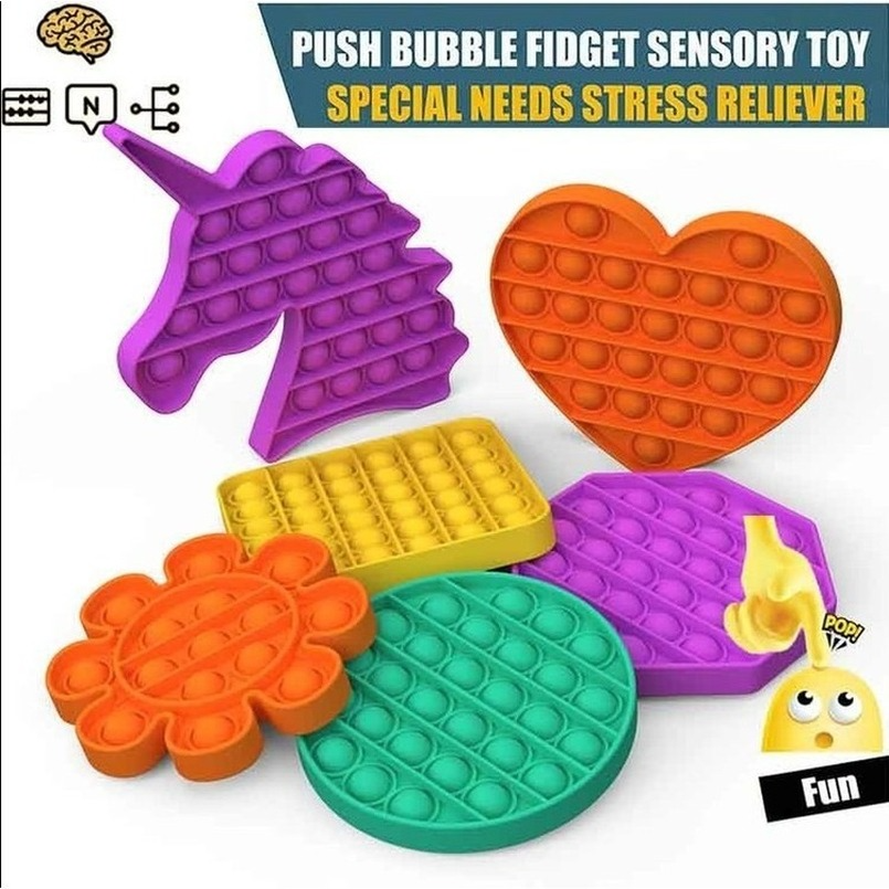 Tiktok Foxmind Push Pop Bubble Toy Sensory Fidget Pop It Toy Bubble Unicorn Rainbow cầu vồng Square Heart Hexagon Round Oval Octagon Đồ Chơi bấm bong bóng giải tỏa căng thẳng độc đáo sáng tạo  Board Game Đồ Chơi Giáo Dục For Kids