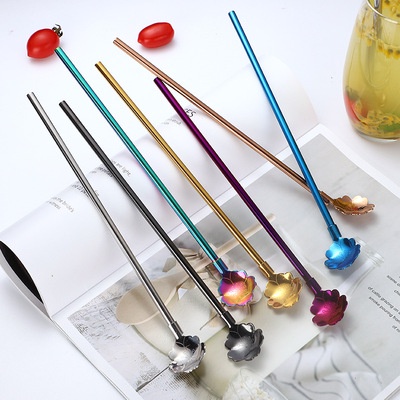 Muỗng uống trà sữa cán dài bằng thép không gỉ 304