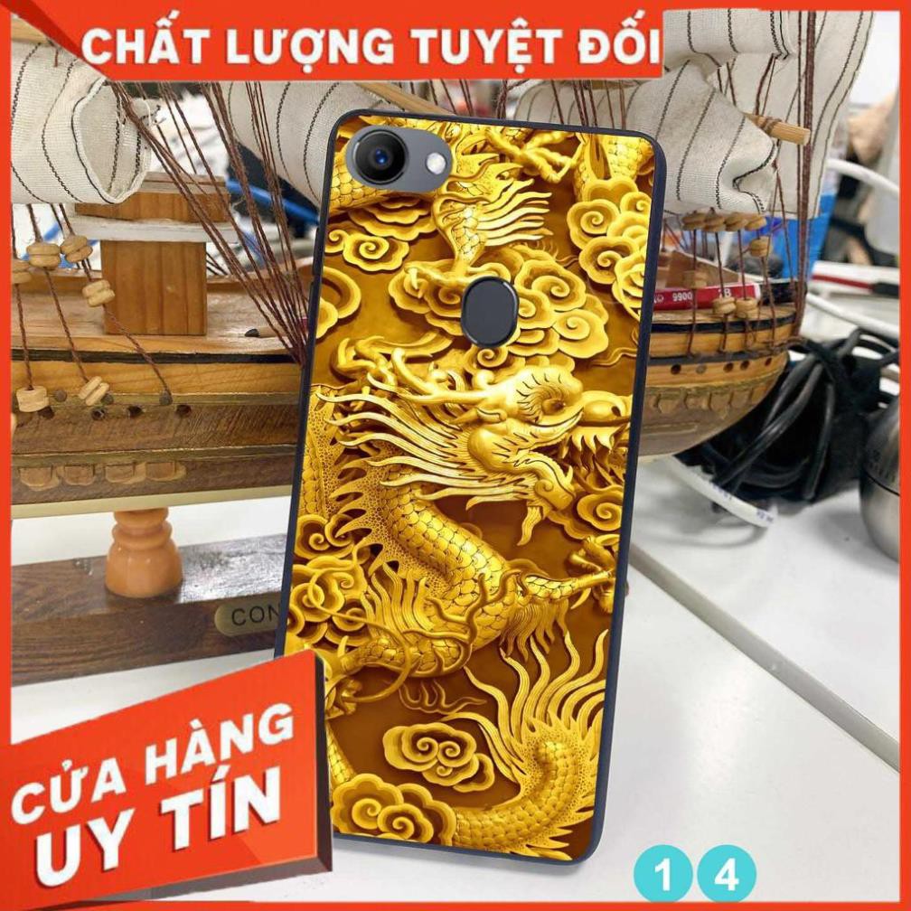 Ốp lưng in kính cường lực 3D đẹp, sắc nét họa tiết hình rồng vàng quyền lực mạnh mẽ cho điện thoại oppo F5 -  oppo F7