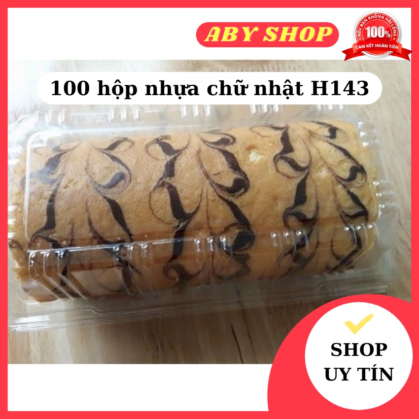 100 hộp nhựa chữ nhật H143 ⚡ CHẤT LƯỢNG CAO ⚡ hộp nhựa trong suốt đựng bánh mì bông lan