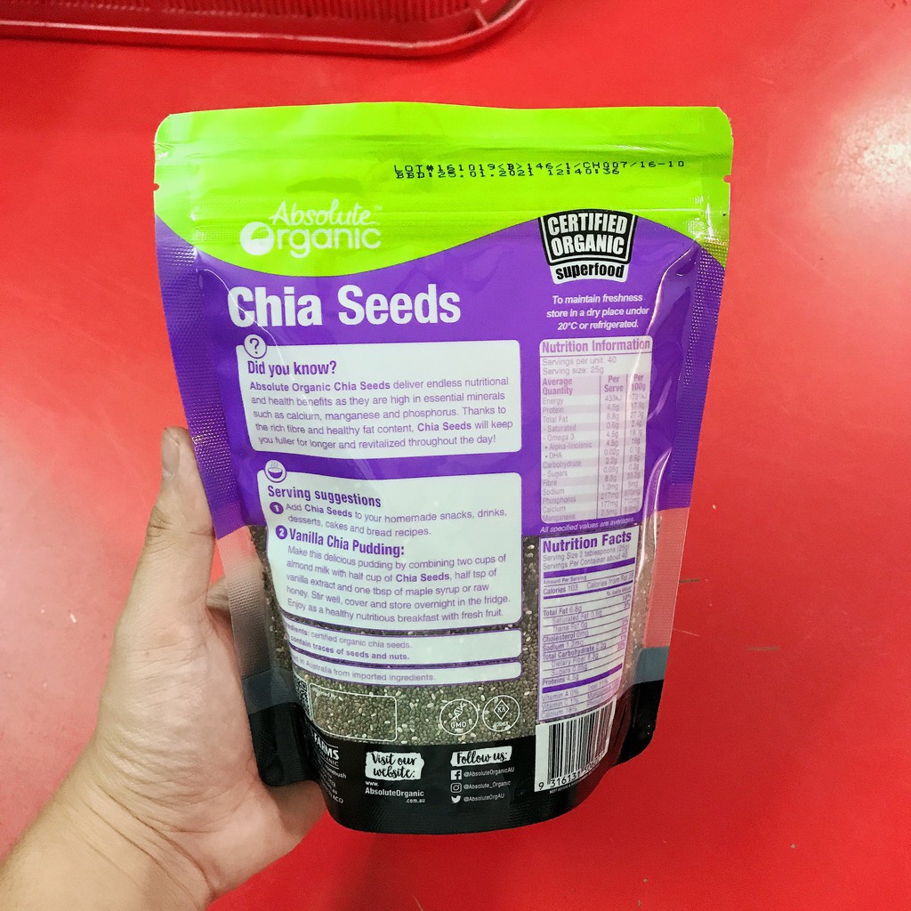 [DATE 2022 - Hạt Siêu Sạch] Hạt Chia Úc Absolute Organic 250g | BigBuy360 - bigbuy360.vn